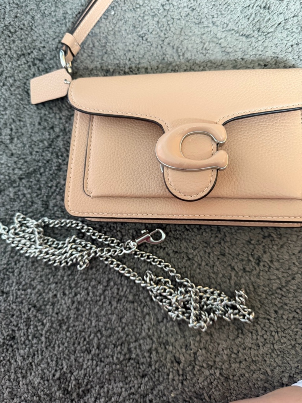 Coach Pebbled Leather Tabby Wristlet Bag in Blush